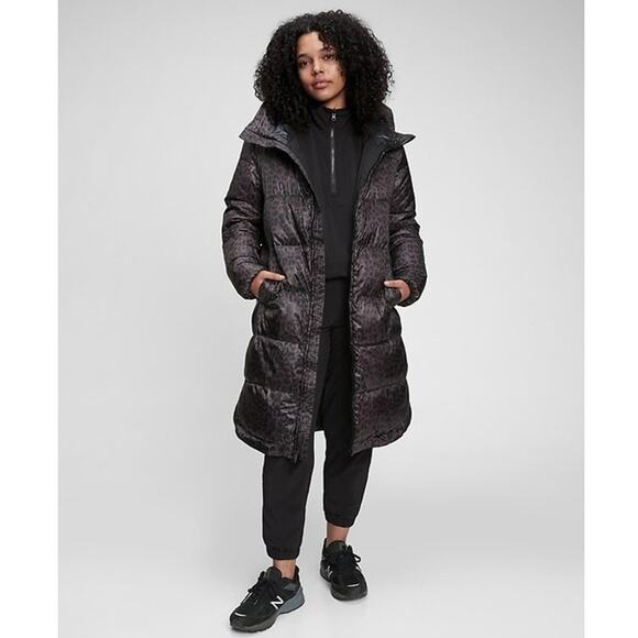 Animal Print Puffer Coat Long - Picture 1 of 11